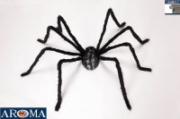 AROMA Araignée géante réaliste en fourrure noire de 63 pouces pour décorations d'Halloween, pour des présentations effrayantes, décoration intérieure ou extérieure, mur, balcon