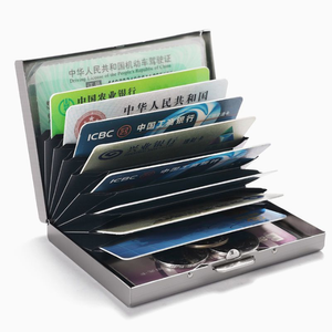 Porte-cartes de crédit en acier inoxydable pour hommes Porte-cartes d'identité de voyage mince et anti <span class=keywords><strong>protection</strong></span> Portefeuille <span class=keywords><strong>Rfid</strong></span> pour femmes Porte-<span class=keywords><strong>carte</strong></span> en métal - Product Image 1
