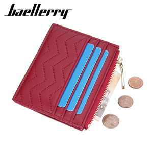 กระเป๋าใส่บัตรผู้หญิง Baellerry หนัง PU กระเป๋าใส่เหรียญแบบมีซิปขนาดเล็ก กระเป๋าสตางค์ใส่บัตรประชาชน แฟชั่นเรียบง่าย สีพื้น - Product Image 3