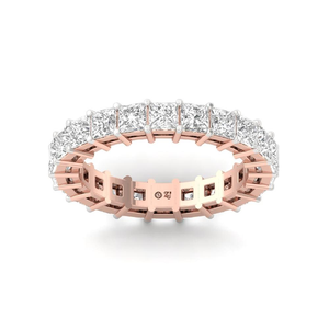 Anillo de Aniversario Elegante Chapado en Oro de 10K con Diamante Cultivado en Laboratorio Corte Princesa para Mujer - Product Image 1