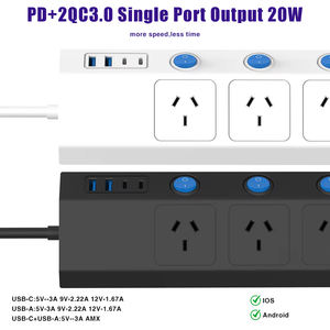 Australischer Standard zertifizierte industrielle Desktop-Verlängerung buchse 5 Steckdose MOV Überspannung schutz IP21 USB-C Steckdosen leiste - Product Image 3