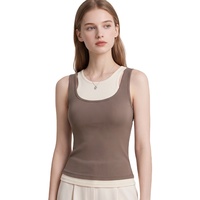 Gilet thermique sans manches de haute qualité pour femme, color block, en mélange de laine, idéal pour l'hiver, le bureau et le quotidien