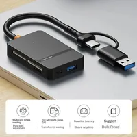 Lector de Tarjetas Externo Multifuncional 8 en 1, USB 3.0 Tipo C, Adaptador de Tarjetas de Memoria SD, TF, CF, MS, Transmisión de Alta Velocidad de 5 Gbps