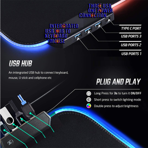 <span class=keywords><strong>Tapis</strong></span> <span class=keywords><strong>de</strong></span> <span class=keywords><strong>souris</strong></span> <span class=keywords><strong>de</strong></span> jeu RVB Offre Spéciale <span class=keywords><strong>avec</strong></span> concentrateur <span class=keywords><strong>USB</strong></span> 4 ports Fabrication <span class=keywords><strong>de</strong></span> base en caoutchouc antidérapante imprimée Style chauffant en stock - Product Image 3