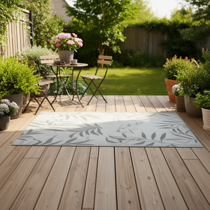 Tapis en polypropylène floral durable pour l'extérieur, pour patio, jardin, balcon, salon, léger, résistant aux taches, facile à nettoyer - Product Image 2