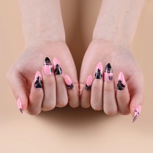 Kit de <span class=keywords><strong>faux</strong></span> <span class=keywords><strong>ongles</strong></span> à couverture complète en ABS écologique, motifs imprimés pré-dessinés, longs <span class=keywords><strong>ongles</strong></span> stiletto, <span class=keywords><strong>colle</strong></span> incluse, boîte de 28 pièces, Finger Rich - Product Image 2