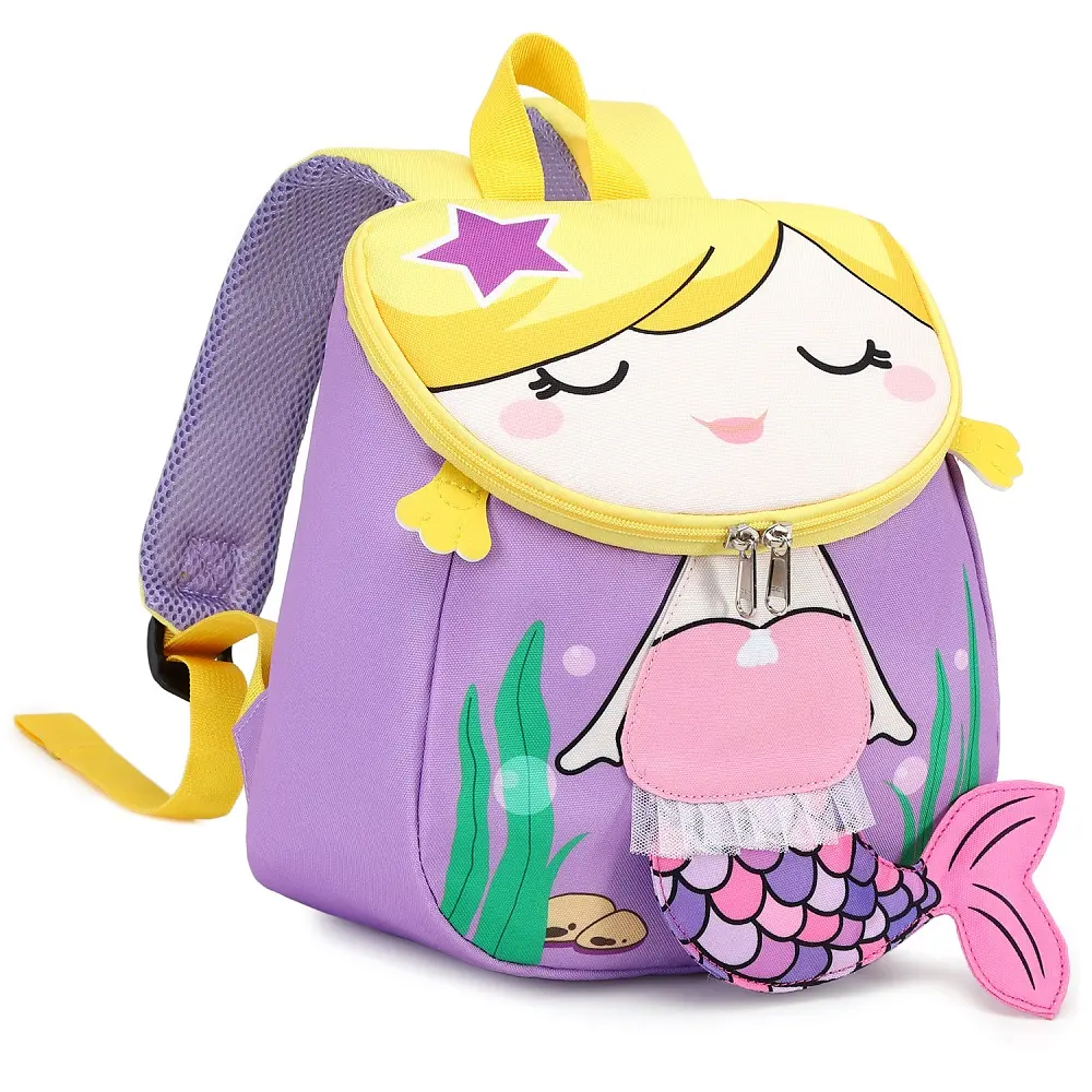 3D Cute Child Kids Bag Cartoon Mermaid Backpack For School Children