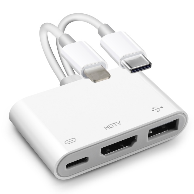 Mobile Phone Connection Adapter Type-C Lighting Digital Video to HDTV/to Digital AV Frequency Converter