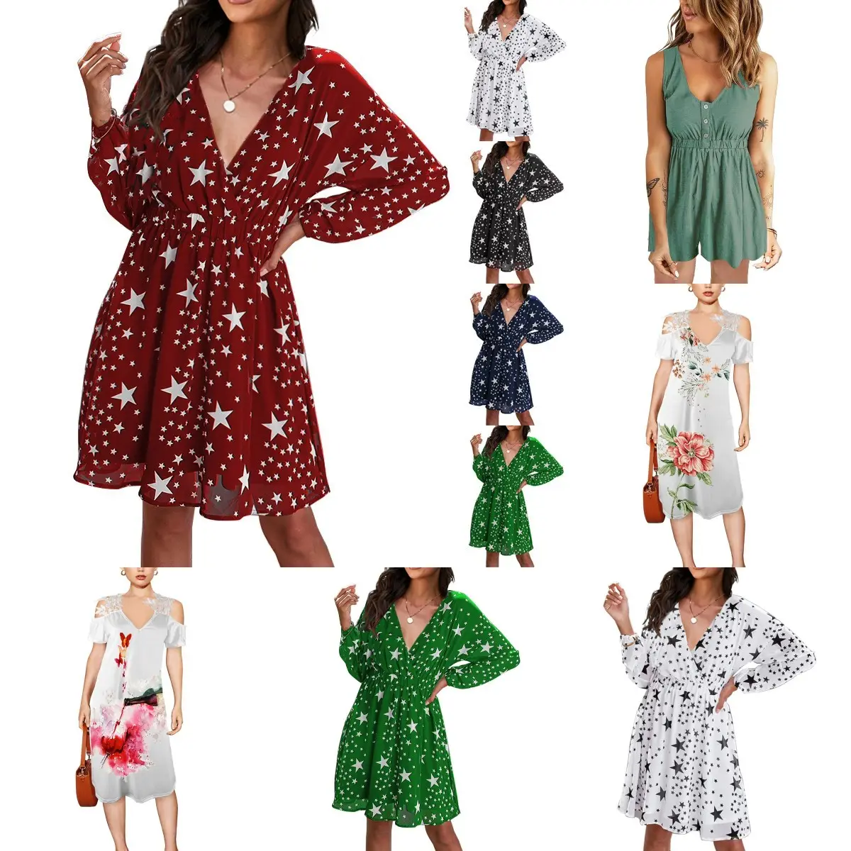 Large loose women's clothes loose summer hot women's fashion short sleeved dresses
