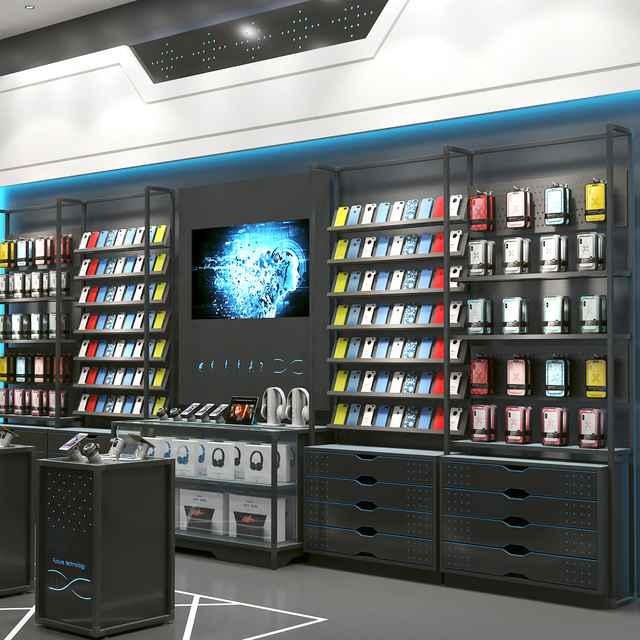 Modern Mobile Phone Shop Interior Design Electronic Display Stand Cabinet Table for Phone Accessories Display