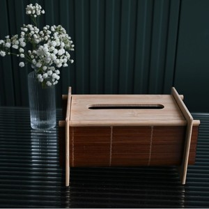Bamboo Tissue <b>Box</b> Rectangle Side <b>Drawer</b> <b>Storage</b> For Living Room Study Desktop Decorative Organizer - Product Image 2