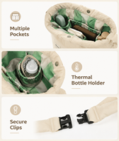 Bolsa Organizadora para Cochecito de Bebé, Personalizada, de Nailon Reciclado, con Clips para Cochecito, Porta Botella Térmico, Función de Bandolera, Fabricante OEM ODM