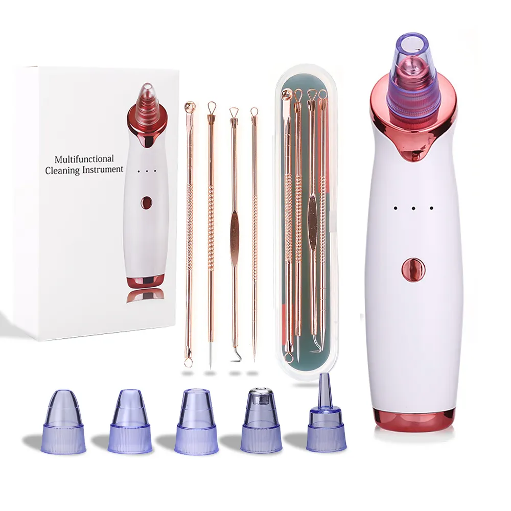 Merah Muda Hidung Hisap Pembersih Wajah Perangkat Jerawat Extractor Alat Kit Listrik Pori Vacuum Remover Mesin Komedo Penghapusan