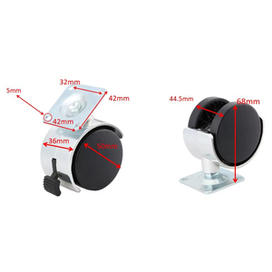 50mm Silent PA6 Nylon Swivel Caster <b>Wheels</b> 40kg Load Durable <b>Plastic</b> Casters For Office Hospital Dining Living Room Furniture - Product Image 4