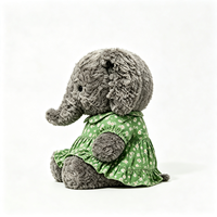 Peluche d'éléphant gris kawaii avec robe à pois verts, peluche douce et moelleuse, cadeau parfait, peluche d'éléphant OEM ODM