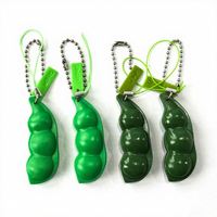 Jouet anti-stress créatif Popper Fidget Squishy Décompression Edamame Carré Unisexe Porte-clés Jouets à presser