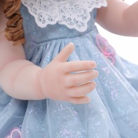 Nouvelle poupée bébé reborn en silicone de 22 pouces, à bas prix, avec des fleurs roses peintes, pour filles, jouets pour enfants
