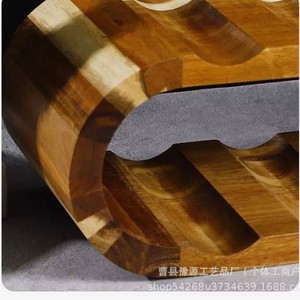 Estante para vino de madera de acacia, estante de exhibición de escritorio de madera maciza de doble capa, estilo europeo, 6,25x18,25x4,75 pulgadas, hecho a mano - Product Image 5