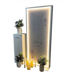 LEDA Modern New Arrival Wedding Entrance Led Acrylic Welcome Sign Backdrop Mirror <b>Photo</b> Booth Stand <b>Set</b> for Events - Product Image 1