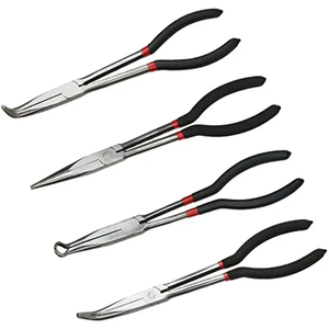 4 jeux de pinces <span class=keywords><strong>à</strong></span> <span class=keywords><strong>bec</strong></span> <span class=keywords><strong>long</strong></span> coudées <span class=keywords><strong>à</strong></span> 45 ° de 11 pouces pour le retrait des fils de bougies d'allumage - Product Image 2