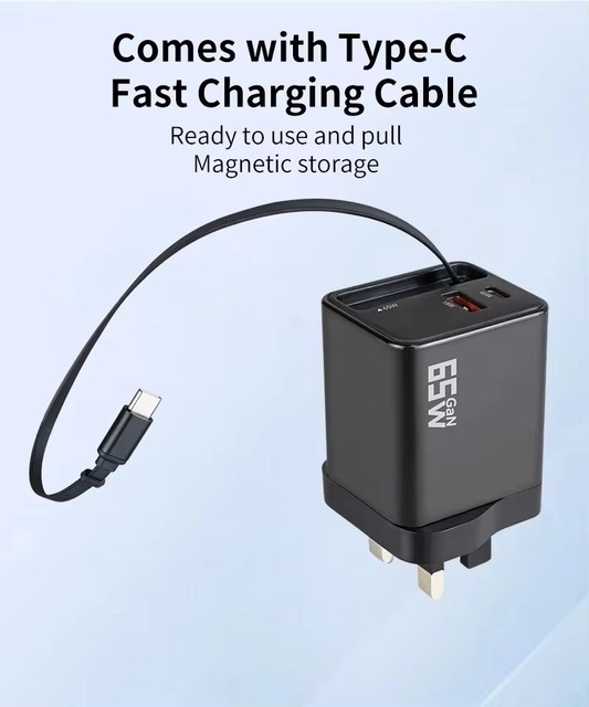 Portable GaN 65W Fast Charging USB C Charger Wall Adapter PD Charging Block for iPhone Compatible Samsung Laptop Devices