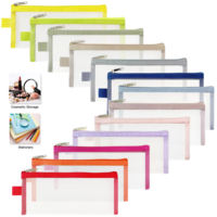 Bolsa de papel PP con cremallera de malla A4 transparente para pruebas de estudiantes Oficina A5 Almacenamiento de archivos de datos-Ventas directas del fabricante