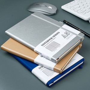 Custom Modern A5 Hardcover <b>Leather</b> Cover Notebook Teens Adults Vibrant Elastic Closure Portable Sewing Bound <b>Bookmark</b> Loop Study - Product Image 2