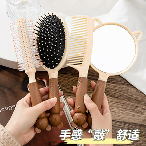 Thiết Kế Mới 4Pcs Bàn Chải Tóc Và Gương Styling <span class=keywords><strong>Set</strong></span> Salon Đệm Da Đầu Massager Quà Tặng Kit Detangling Bàn Chải Tóc Thiết Lập - Product Image 2