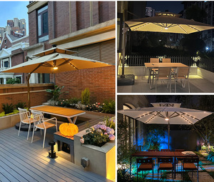 Outdoor Parasol Large Roman <strong>Umbrella</strong> Big Size Stand Garden Waterproof Patio <strong>Umbrellas</strong> &amp; <strong>Bases</strong> With LED Light - Product Image 3