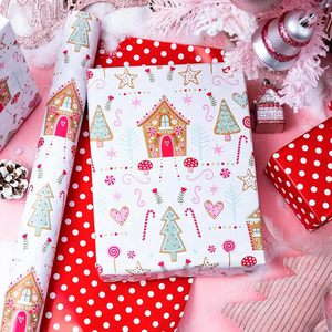 Papel de Regalo Navideño Burymento con Diseño de Casa de Jengibre, 17 Pulgadas x 32.8 Pies, Reversible, para Manualidades y Regalos - Product Image 2