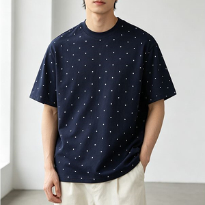 T-shirt unisexe RUICHI 220 GSM 100 % coton à col rond et pois, doux, respirant, ample, tendance, manches courtes, idéal pour l'été - Product Image 1