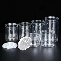 Pot en plastique PET à ouverture facile de 100 ml, 200 ml, 350 ml, 400 ml, 450 ml avec couvercle à anneau de serrage, boîtes en plastique transparentes, pots scellés pour l'emballage alimentaire