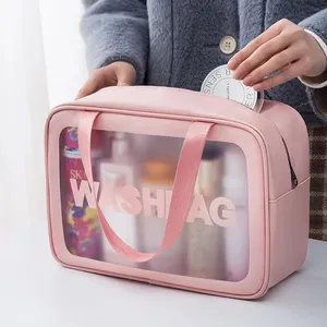 Hot Sale Clear Pvc Makeup Bag Large Tpu Toiletries Cosmetic Bag Make Up Pouch Transparent Washing Bags For Travel Organizer