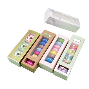 2023 White Cookie Box With Grid For 5 Macarons Or Biscuits Candies Cookies Container Macaron Paper Box With Clear Window