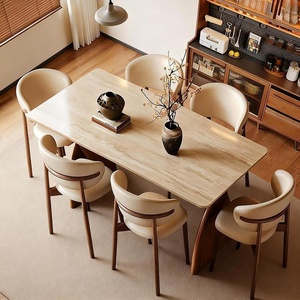 <span class=keywords><strong>Set</strong></span> Tavolo da Pranzo Rettangolare Moderno di Lusso Nordico in Marmo e Legno Massello con Sedie per 4-6 Persone, Design Rustico, Ultima Collezione 2026 - Product Image 2