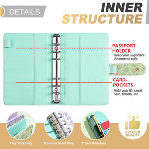 A6 portátil Macaron Pu cuero ahorro dinero organizador anillo carpeta cuaderno cubierta presupuesto carpeta planificador efectivo sobre encuadernación - Product Image 4