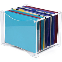 Vente chaude clair fichier porte-dossier bureau bac de rangement acrylique suspendu fichier organisateur boîte avec poignées pour lettre A4 fichiers