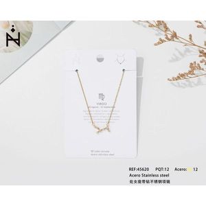 Collana con ciondolo a forma di collare in acciaio inossidabile con segno zodiacale Vergine, gioiello da donna - Product Image 3
