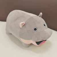 Mignonnes pantoufles en peluche en forme d'hippopotame rieur, modèle Moo Deng
