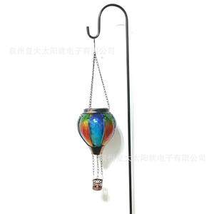 Solar Hot Air Balloon Lantern Glass <b>Led</b> <b>Light</b> Hanging Outdoor Garden Decor 52cm With Usa Flag Design - Product Image 5