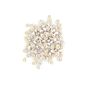 Ilan Abalorios a forma di cuore 4x7mm con scritta in oro bianco, circa 17g - Product Image 2