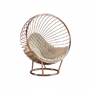 Silla de alambre de hierro de diseño moderno, Color oro rosa, forma redonda, para el hogar y el jardín, utilizado al mejor precio en la India - Product Image 1
