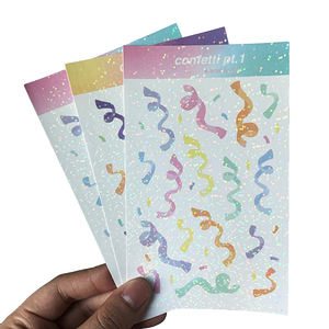 Adhésif personnalisé A4 A5 A6 vinyle Kawaii coréen baiser coupe arc-en-ciel <span class=keywords><strong>effet</strong></span> paillettes feuilles d'autocollants impression - Product Image 4