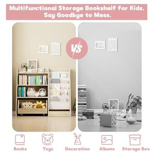 Meubles Montessori en bois, étagère à <span class=keywords><strong>livres</strong></span> <span class=keywords><strong>pour</strong></span> tout-petits avec 5 poches suspendues, étagère à <span class=keywords><strong>livres</strong></span> en bois à 4 niveaux et rangement <span class=keywords><strong>pour</strong></span> jouets avec tiroir amovible - Product Image 6