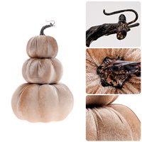 Citrouilles artificielles en velours plastique, assorties, faites à la main, imitation or, pour la récolte d'automne, décoration d'Halloween pour usage intérieur
