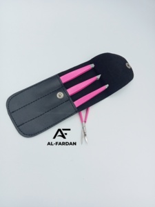 Eyebrow Tweezers <b>Set</b> Hot <b>Pink</b> Color Brow Spring Scissors Sustainable Stainless Steel with Leather Pouches Custom Logo Offer - Product Image 6