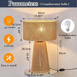 Ensemble <span class=keywords><strong>de</strong></span> 2 lampes <span class=keywords><strong>de</strong></span> table en <span class=keywords><strong>corde</strong></span> <span class=keywords><strong>de</strong></span> papier tressée à la main, style bohème Wabi-Sabi, <span class=keywords><strong>lampe</strong></span> <span class=keywords><strong>de</strong></span> <span class=keywords><strong>chevet</strong></span> pour chambre à coucher, décoration d'hôtel - Product Image 4