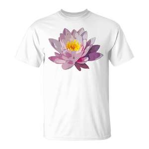 T-shirt élégant et promotionnel pour femme, motif fleur de lys rose, jardinier, yoga, lotus, design yogini - Product Image 1