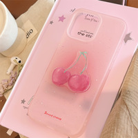 Coque de téléphone 3D Cherry Slim TPU transparente mate Design rose esthétique pour femmes adolescentes pour iPhone 12 coques de téléphone