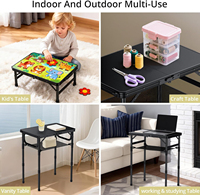 Table de camping pliable de 2 pieds, plateau en plastique imperméable, 3 hauteurs réglables, filet de rangement portable pour pique-nique, plage et extérieur